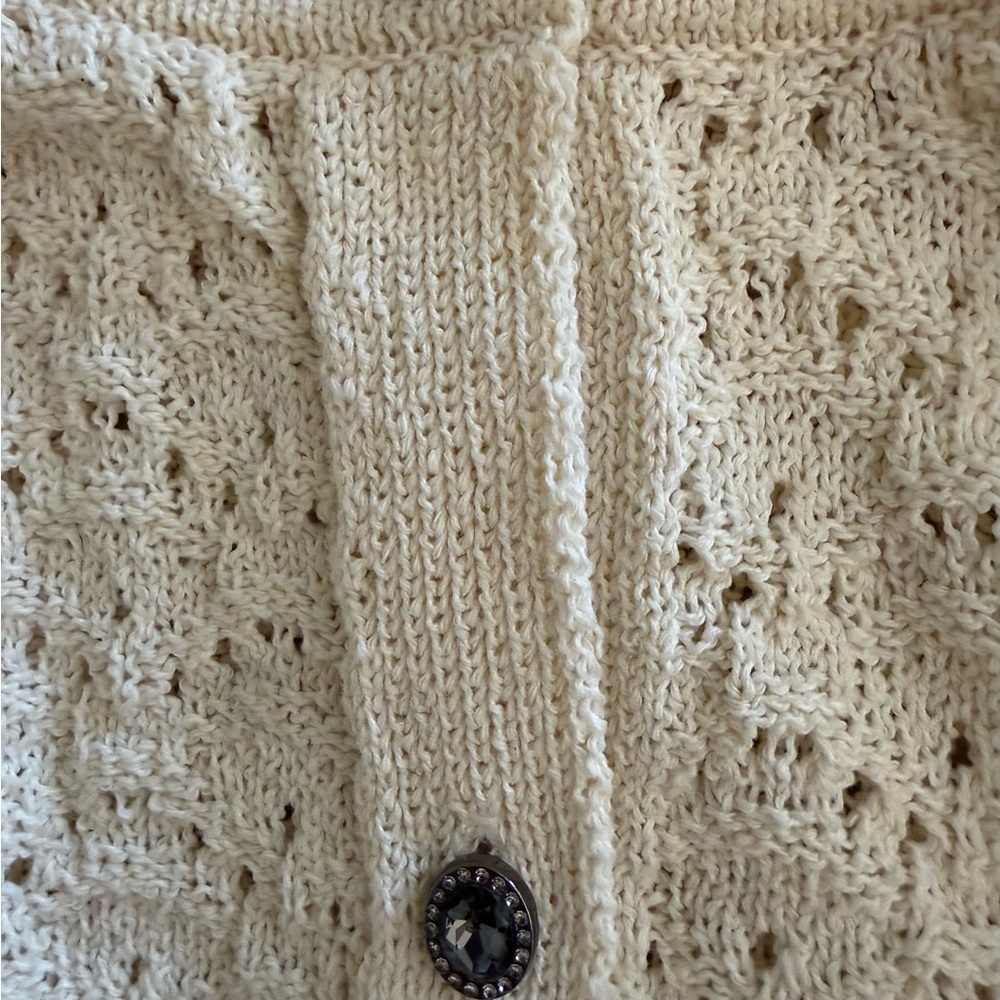Zara Cream Knit Cardigan with Rhinestone Buttons NEVER WORN. Size XL. - Picture 4 of 6